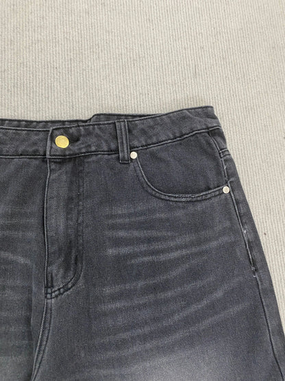 Calça jeans unissex estilo casual de rua, estilo ins, corte reto, lavagem envelhecida retrô, usada, novidade primavera 2026, street style americano.