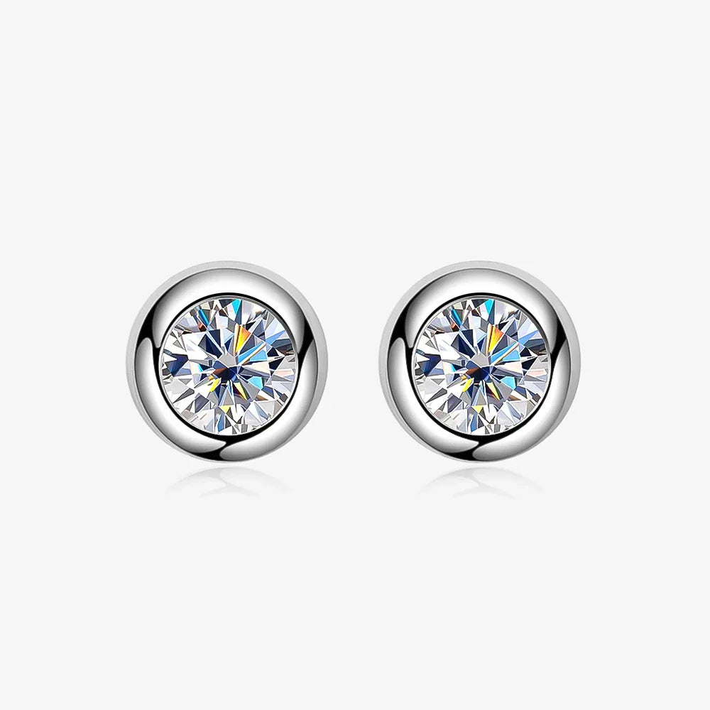 Real 0.3/0.5 Carat Round Moissanite Diamond Stud Earrings for Women S925 Sterling Silver Earring Wedding Party Fine Jewelry