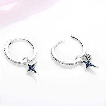 925 Silver Charms Plata De Ley 925 Jewelry Women Fashion Cute Tiny Clear Crystal CZ Stud Earrings Star Starfish Dolphin Earrings