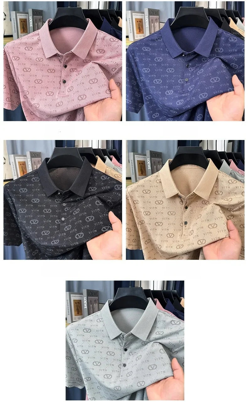 Fashion brand men's short sleeve polo shirt summer new item original printing custom design youth comfortable top casual T-shirt