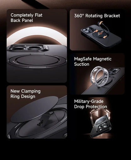 Stand Phone Case For iPhone 16 Pro Max MagSafe Magnetic Case With 360° Rotating Ring Bracket Anti-Drop Protection Cover