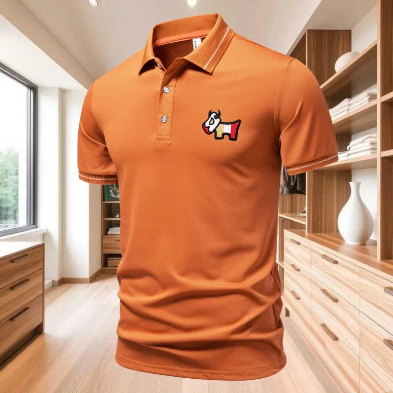 New men's T-shirt classic short sleeved polo shirt summer top casual T-shirt button collar oversized casual polo shirt