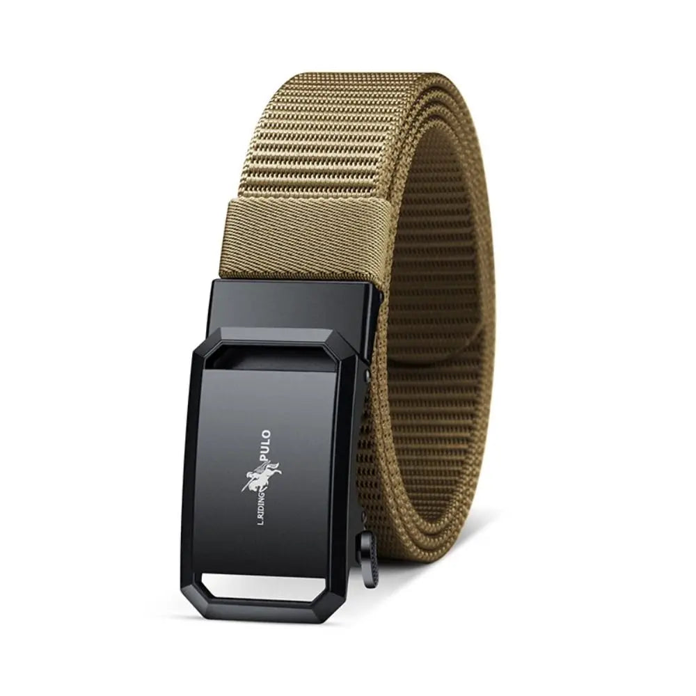 Men Business Belt Nylon Canvas Belt Black Automatic Buckle Belt Casual Simple Wild Style Trendy Jeans Belt