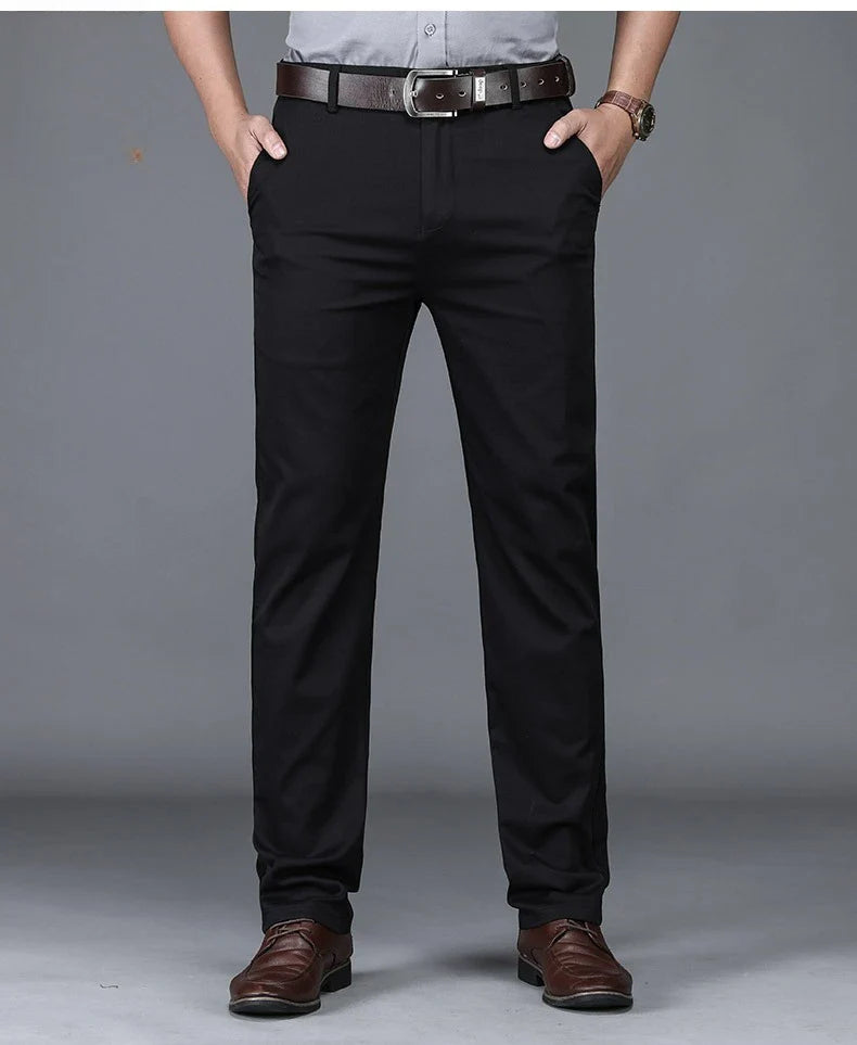 Business Men's 98% Cotton Straight Casual Pants Plus Size Loose Stretch Autumn Winter Office Trousers Classic Male Clothing