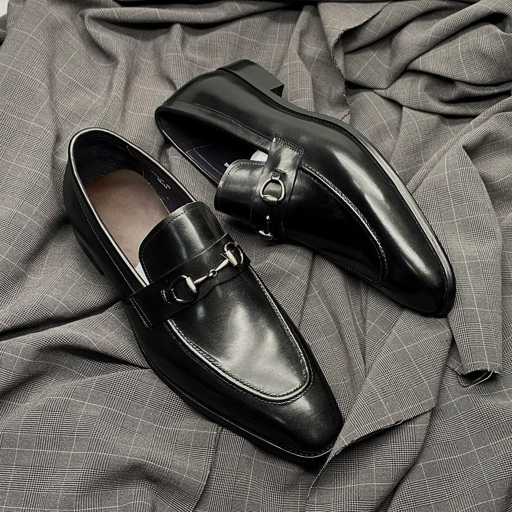 European Classic Mens Wedding Dress Shoes Genuine Leather Horsebit Loafer Shoes Green Casual Business Party Formal Shoes for Men