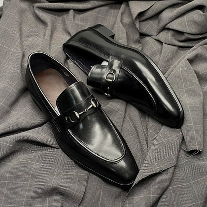 European Classic Mens Wedding Dress Shoes Genuine Leather Horsebit Loafer Shoes Green Casual Business Party Formal Shoes for Men