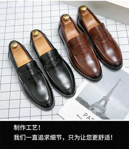 Classic Casual Business Shoes Men Formal Social Wedding Leather Shoes Men Slip On Office Leather Loafers Men's Dress Shoes