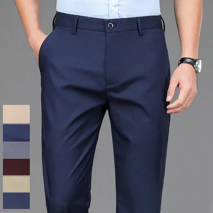 Mens Dress Pants Stretch Smart Fomal Pants Men's Trousers Black Blue Suit Pants Spring Summer Wedding Pants