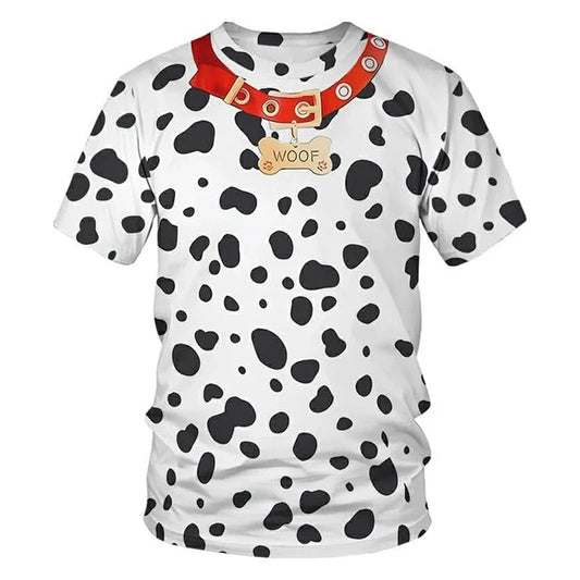 Animal Role Play Fun Leopard T Shirt Men's Short Sleeve O-neck Personality T Shirts Hip Hop Street Cosplay Print Stripes Tee