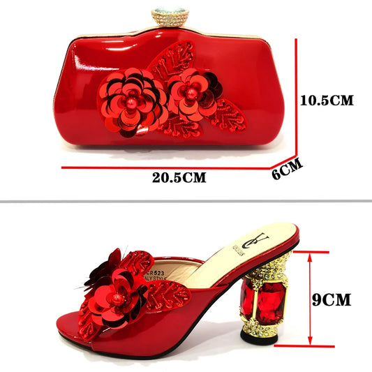 Italian Shoes And Bag Sets For Evening Party With Stones Italian Leather Handbags Match Bags!HZX1-6