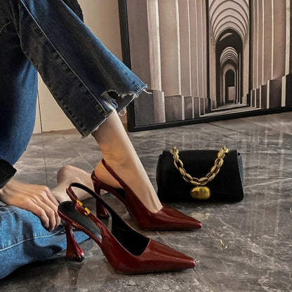 Women's Pumps Sexy Pointe High Heels Sandals Fashion Patent Leather High Heels Elegant Temperament High Heeled Sandals for Women