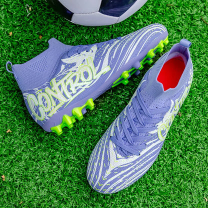 Unisex High-Top Soccer Cleats Non-Slip Football Boots Breathable Training Outdoor Grass Sneakers Men Women Professional Match