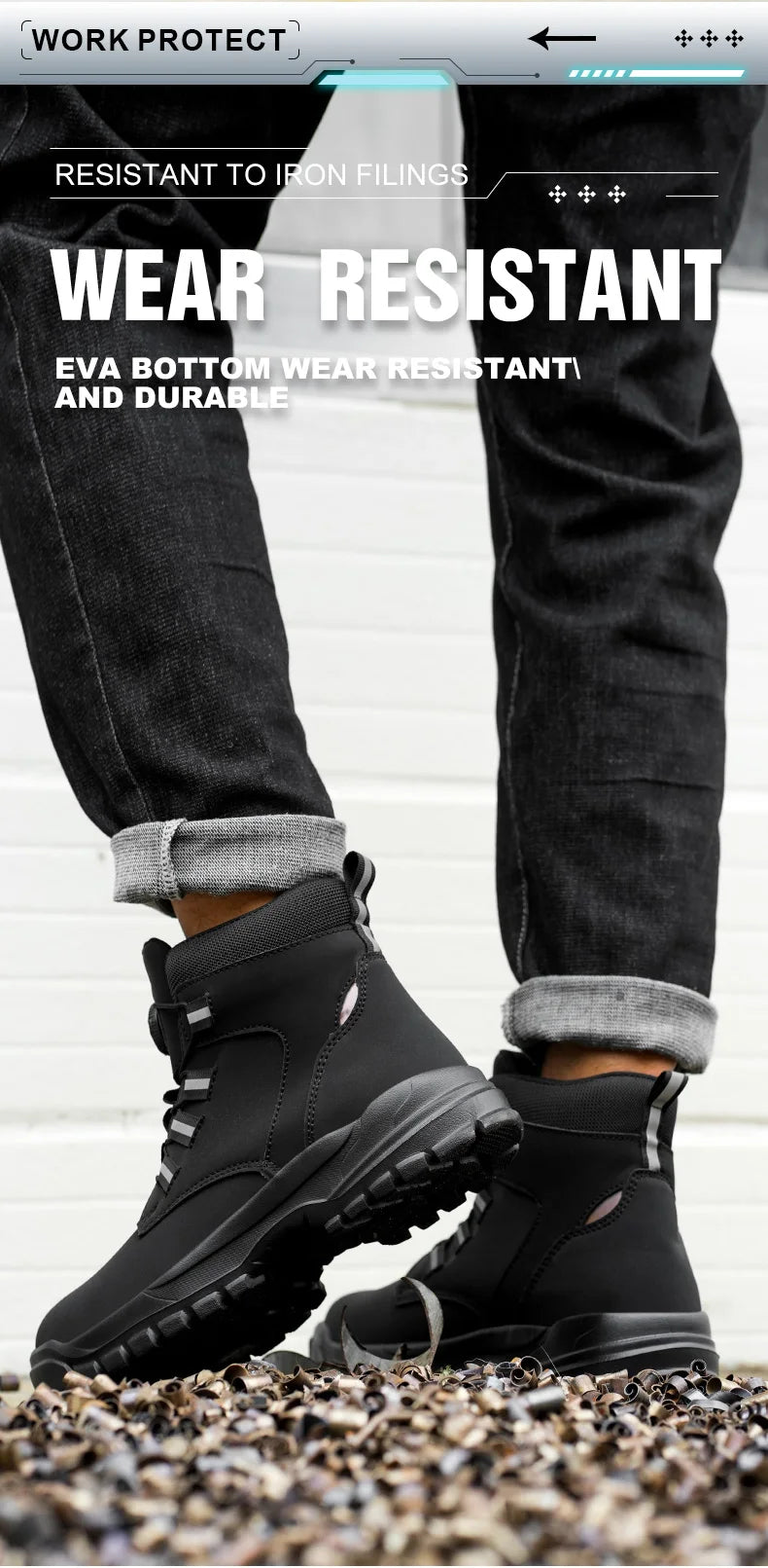 New Rotating Button Safety Shoes for Men Steel Toe Sneaker Non Slip Work Shoes Man Puncture Proof Protective Work Safety Boots