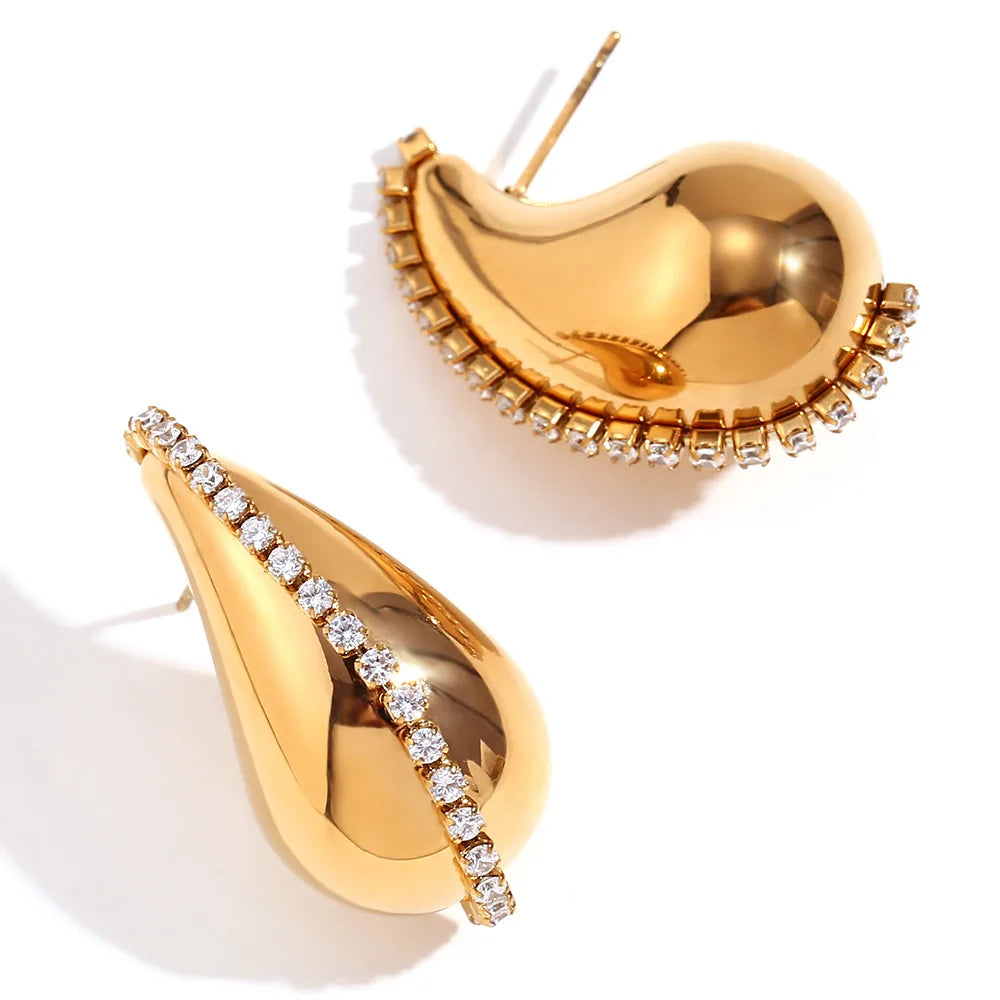 5CM Stainless Steel Water Drop Earring for Women Chunky Hollow Smooth Exaggerated Thick Large Jewelry 2023 New Design