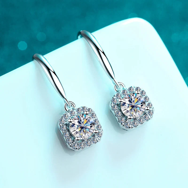 1ct Moissanite Earring s925 Sterling Sliver Plated 18k White Gold Wedding Engagement Fine Jewelry Earrings For Woman