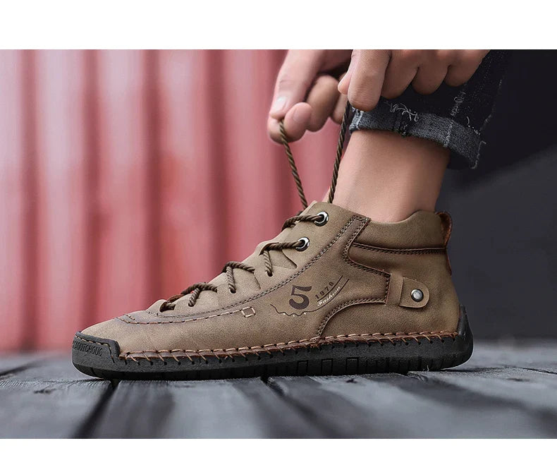 Men's Shoes Leather Unisex Walking Shoes Women Hand Stitching Outdoor Stitched Men Casual Boots