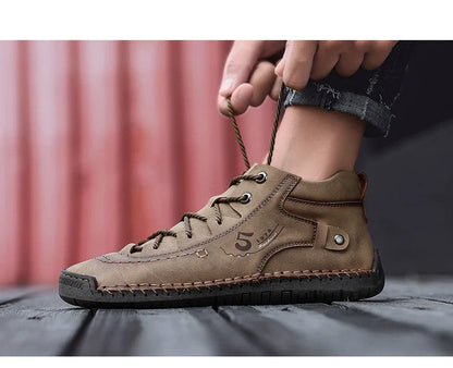 Men's Shoes Leather Unisex Walking Shoes Women Hand Stitching Outdoor Stitched Men Casual Boots