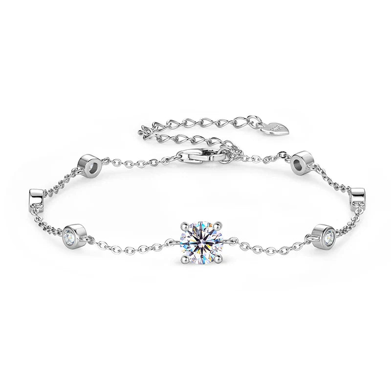 7 Stones 100% Real Moissanite Bracelets for Women D Color Four-claw S925 Sterling Silver Luxury Chain Lab Diamond Jewelry