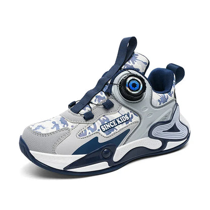 Children Basketball Shoes Swivel Button Boys Fashion Sneakers Girls School Sport Shoes Kids Casual Trainers Outdoor Shoes