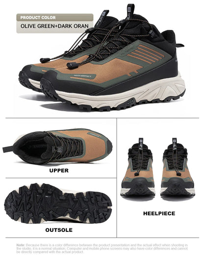 Men Hiking Shoes Outdoor Waterproof Resistant Sneakers Male Winter Comfort Plush Warm Casual Walking Shoes Non-Slip