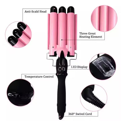 Hot Selling Three Tube Curling Stick Egg Roll Fluffy Thin Curling Stick Waver Hair Curler 3 Barrel Hair Curler