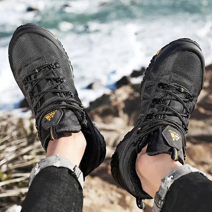 Four-Season Men's Hiking Shoes Outdoor Sports Genuine Leather Wear-Resistant Climbing Shoes Rubber Sole Trekking Sneaker