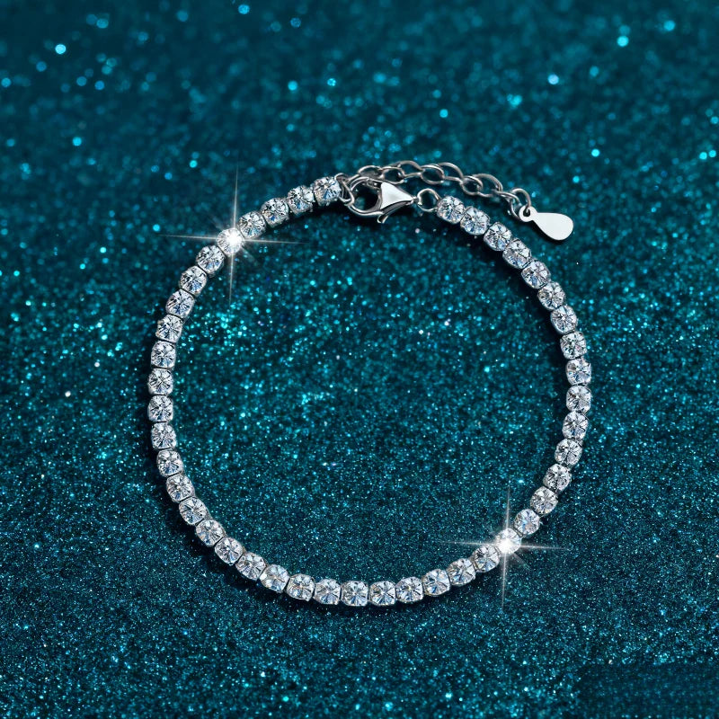 925 Sterling Silver 4.4 Carat Moissanite Adjustable Tennis Bracelet Fashion Temperament Design Light Luxury Ladies