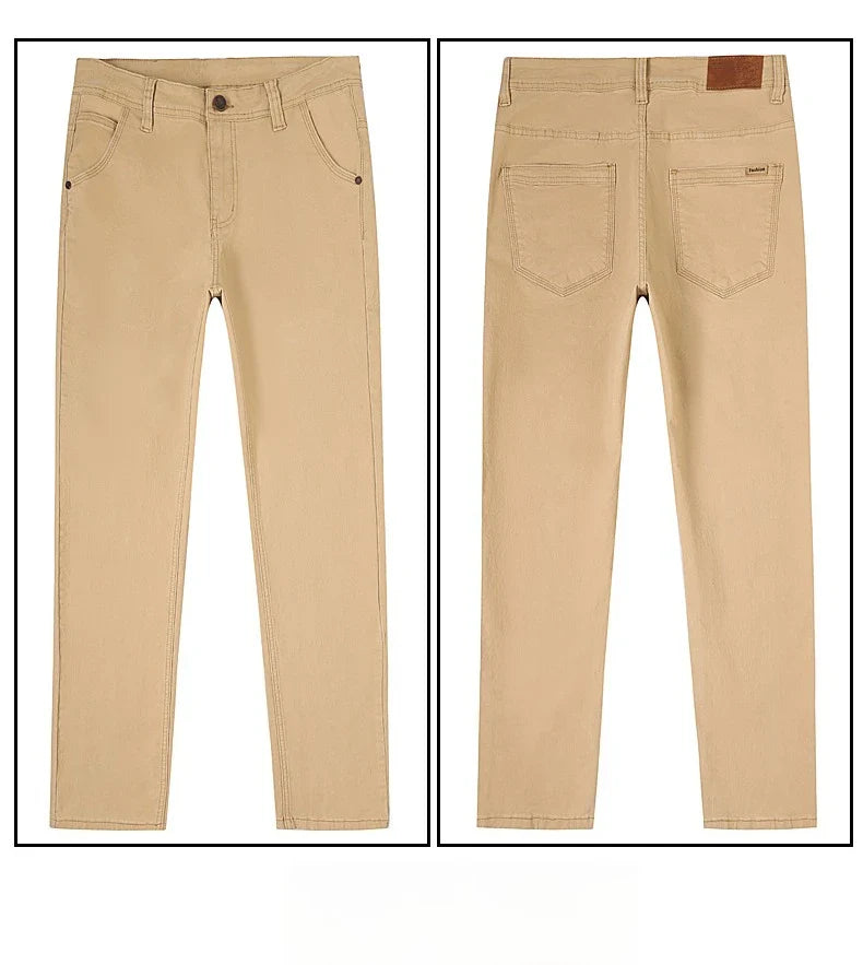 Men's Straight Leg Jeans Slim Fit Stretch Comfort Denim Pants Korean Casual Fashion Minimalist Business Male Daily Trousers