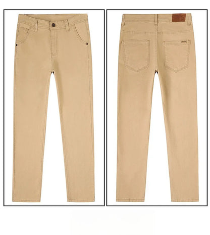 Men's Straight Leg Jeans Slim Fit Stretch Comfort Denim Pants Korean Casual Fashion Minimalist Business Male Daily Trousers