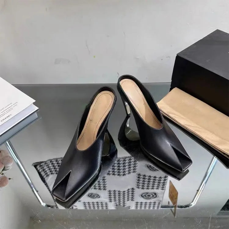 Show Style 10.5cm High Heel Fish Mouth Sandals Spring/Summer Black and White Fashion Sexy Professional Commuter Slippers Size 43