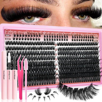 60/402PCS 100D Eyelash Set with Lower Eyelashes Thick & Comfortable for Daily Wear Party Wedding Night Makeup Lash Extensions