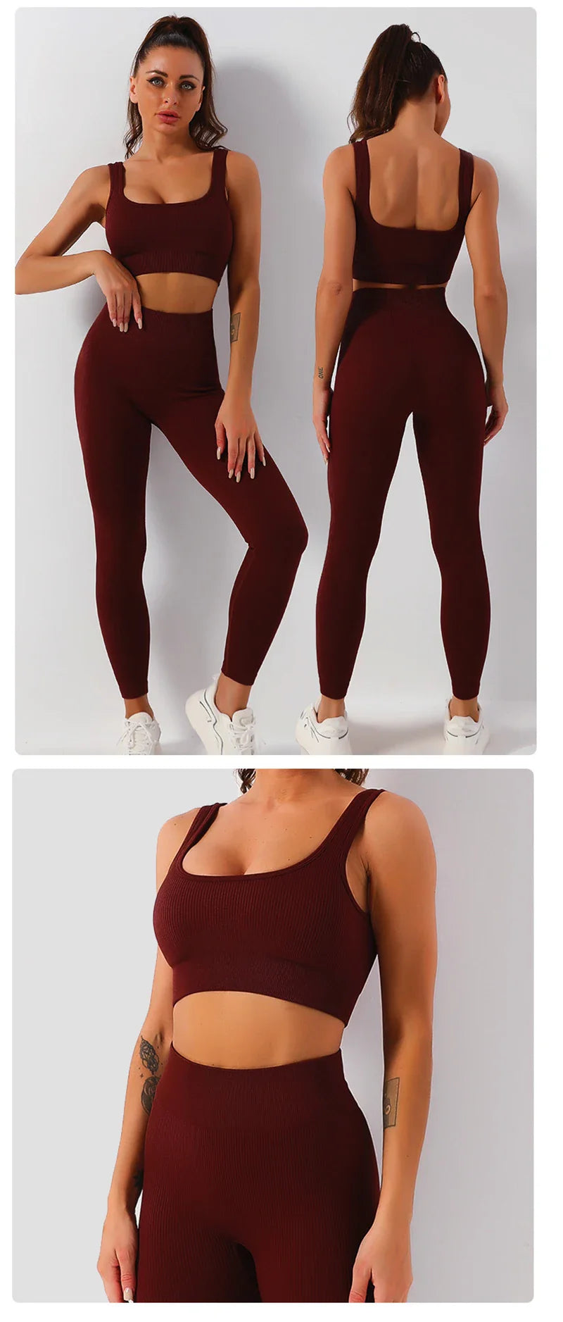 2Pcs Women Sports Set Seamless Yoga Set Fitness Suit Gym Leggings Bra Workout Sportswear  Active Wear Gym Clothing