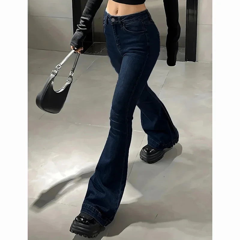 High Waist Flared Jeans Female Stretchy Bootcut Denim Pants