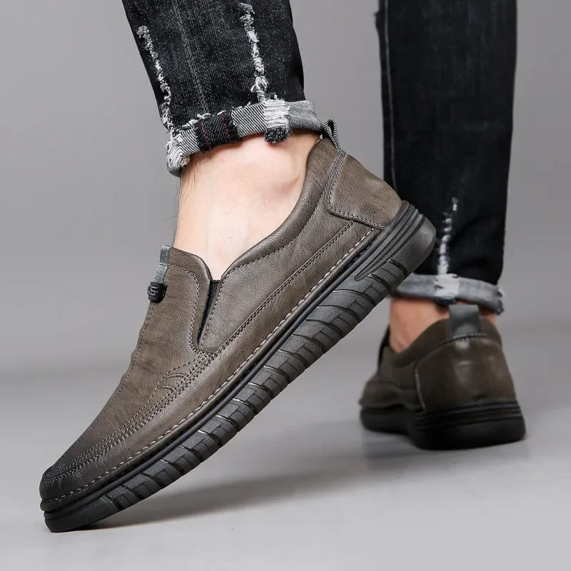 Mocassim Penny Retrô Couro Bovino Genuíno Sapatos Clássicos Costura Confortável Masculino Casual Slip-on Clube Festa Primavera Verão