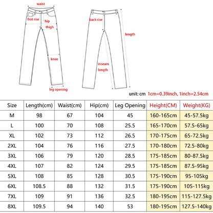 8XL Jeans New Wide Leg Washing Pants Men Trousers Neutral Solid Color Loose Casual Korean Fashion Pocket Plus Size Cargo Pant