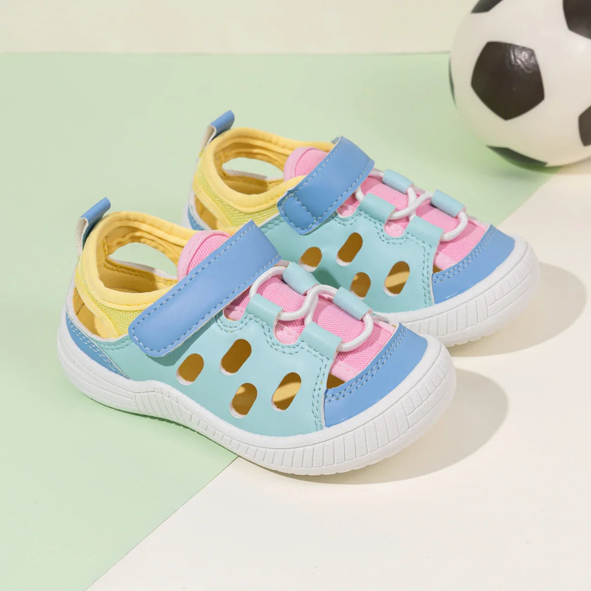 Toddler Little Kid Boys & Girls Closed Toe Sandals Velcro Breathable Cutout Summer Beach Casual Shoes