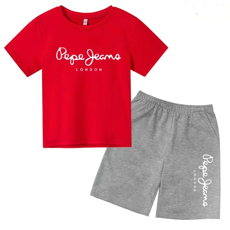 Kids Summer T-shirt Boys Girls Toddler Clothes Charming Letter Print 3-12Y Short Sleevd + Shorts Sports Brand Fashion Casual Set