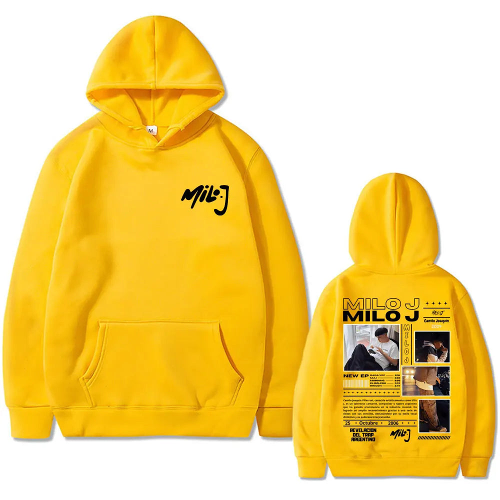 Rapper Milo J 111 Album Graphic Hoodie Men Women Hip Hop Fashion Oversized Hooded Sweatshirt Men's Casual Fleece Cotton Hoodies