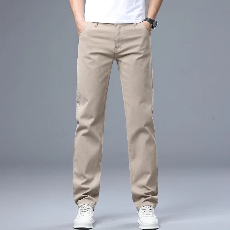 Men's Straight Leg Jeans Slim Fit Stretch Comfort Denim Pants Korean Casual Fashion Minimalist Business Male Daily Trousers