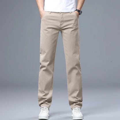 Men's Straight Leg Jeans Slim Fit Stretch Comfort Denim Pants Korean Casual Fashion Minimalist Business Male Daily Trousers