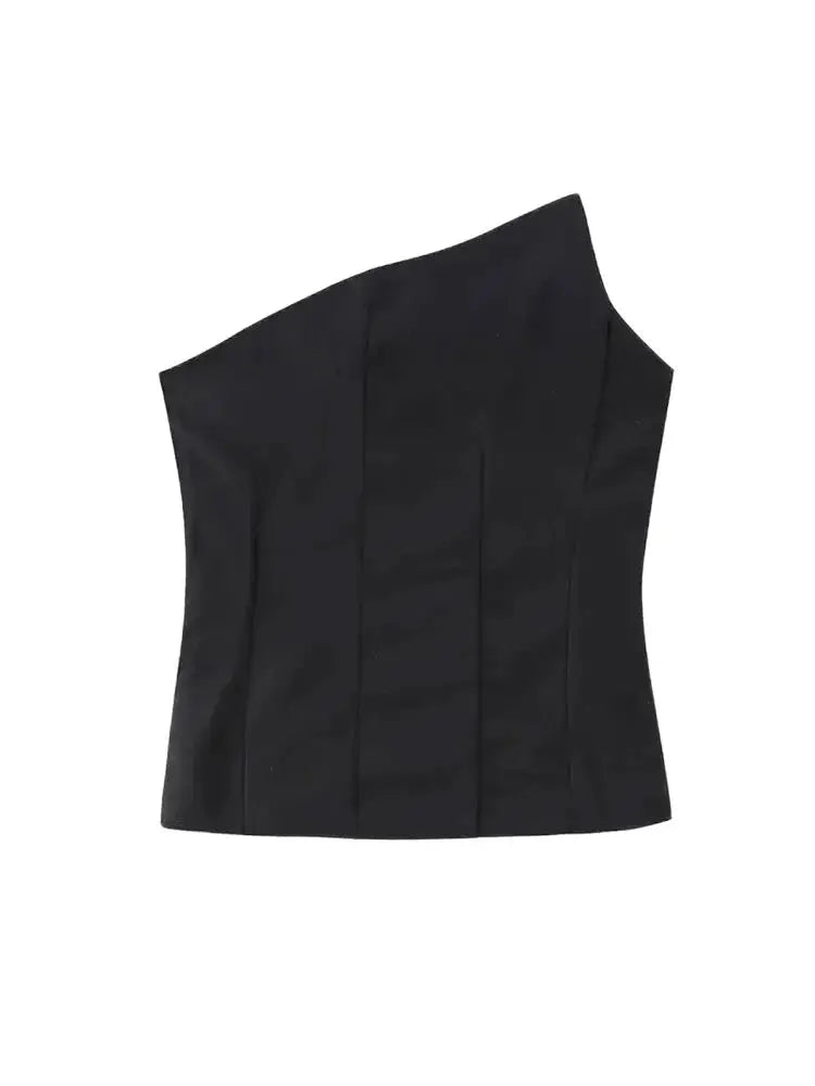 Women's Asymmetrical Bustier Tops, Sexy Backless, Side Zipper, Female Camis, Fashion