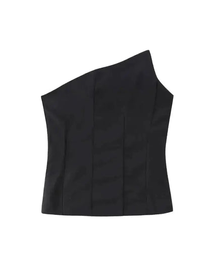 Women's Asymmetrical Bustier Tops, Sexy Backless, Side Zipper, Female Camis, Fashion