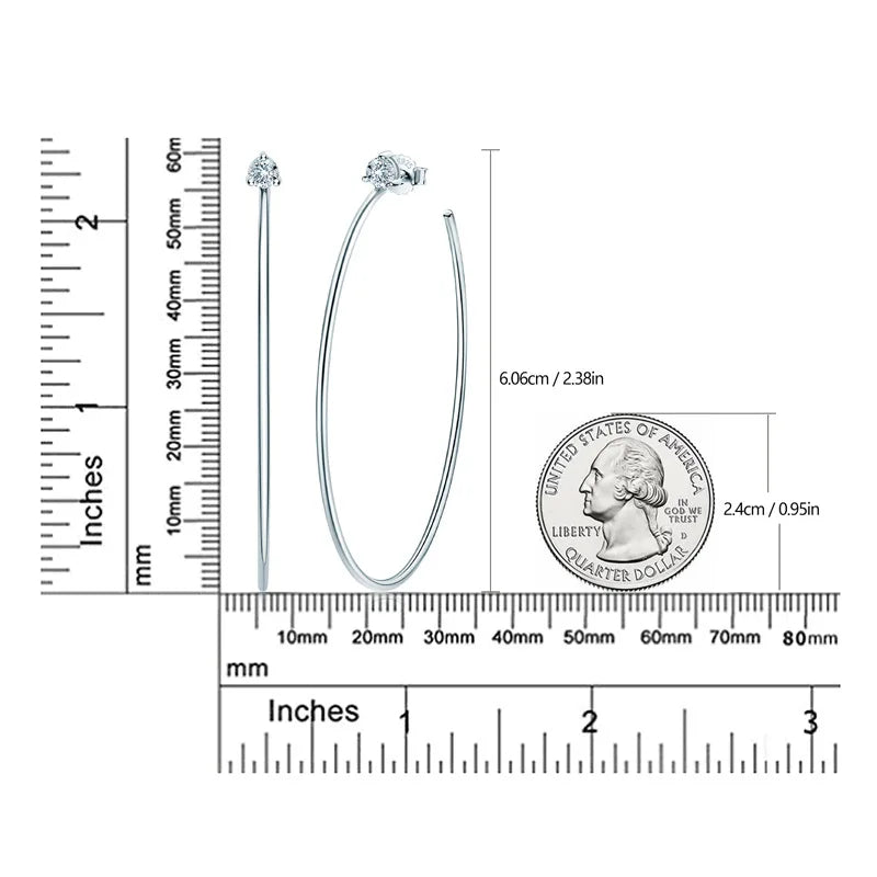 Sparkling Real D Color 0.3CT 4mm Big Moissanite Hoop Earrings For Women S925 Sterling Silver Diamond Earring Fine Jewelry