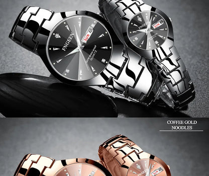 5808 Relogio Feminino Couple Watch Men Quartz watch for Lovers Luxury Womens wristwatch Stainless Steel Waterproof