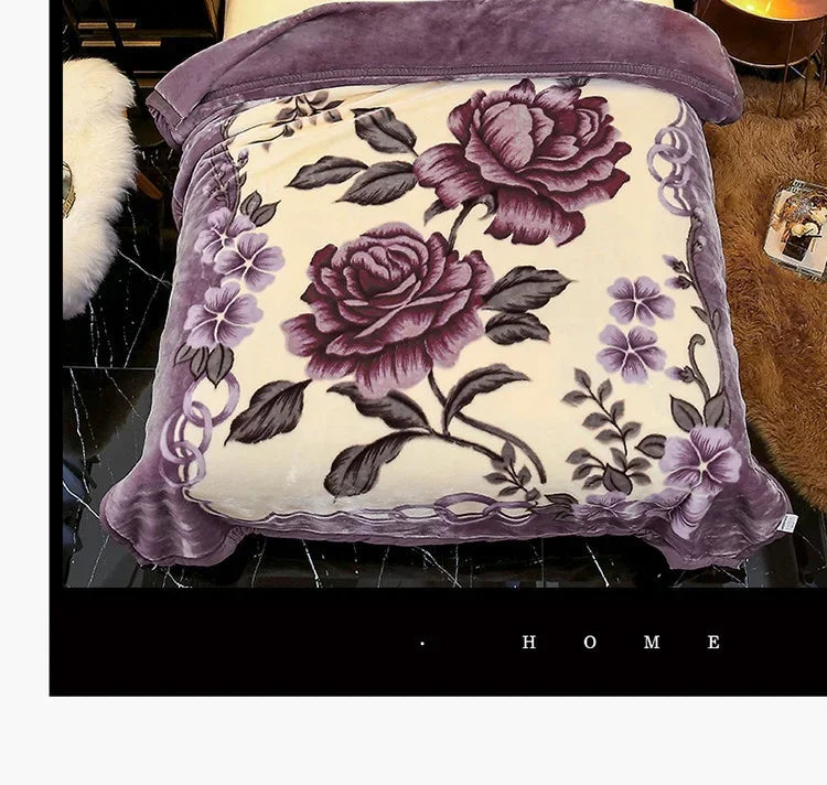 Double layers Raschel Mink Blankets Spring Winter Soft Warm Faux Fur Throw Blankets Heavy Fluffy Weighted Blankets