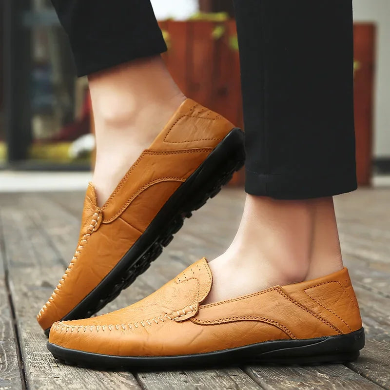 Genuine Leather Men Casual Shoes Luxury Brand Formal Men Loafers Moccasins Italian Breathable Slip on Male Boat Shoes Size 37-47