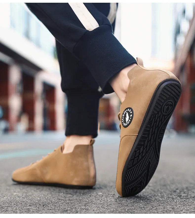 Men's Loafers Lightweight Driving Casual Thin Bottom Flats Shoes Soft Sole Comfortable Non Slip Lace-up Walking Shoes Men