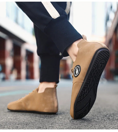 Men's Loafers Lightweight Driving Casual Thin Bottom Flats Shoes Soft Sole Comfortable Non Slip Lace-up Walking Shoes Men
