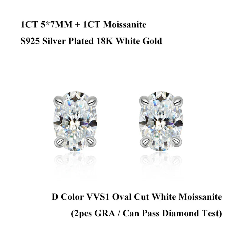 5*7mm Oval Cut Ruby Emerald Moissanite Stud Earrings Lab Grown For Women Man Unisex Gemstone Party 925 Silver Earring Gift