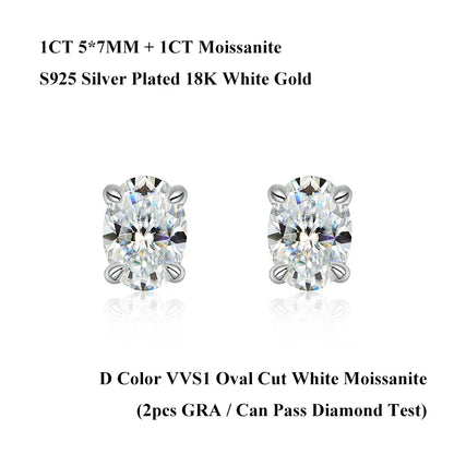 5*7mm Oval Cut Ruby Emerald Moissanite Stud Earrings Lab Grown For Women Man Unisex Gemstone Party 925 Silver Earring Gift